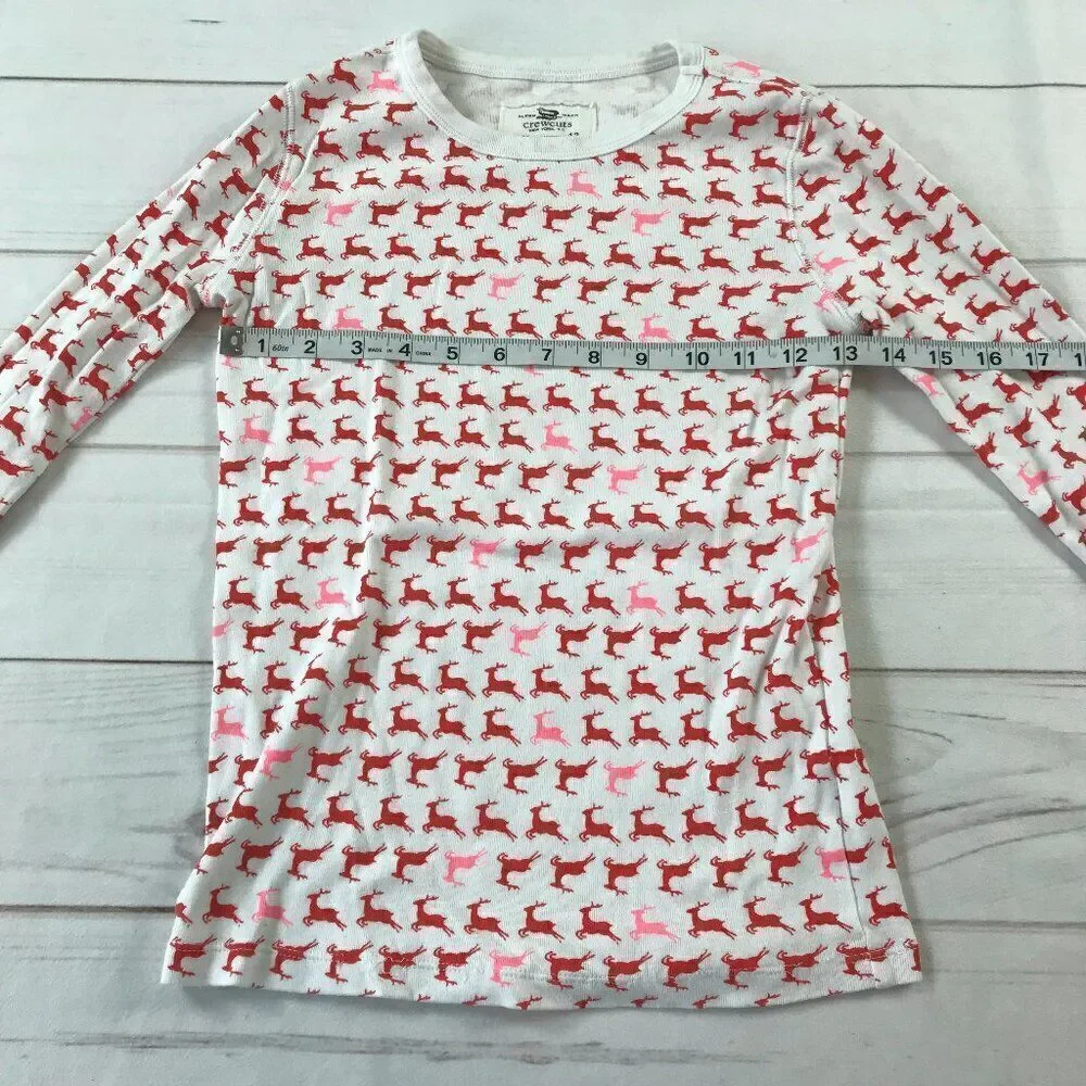 J.Crew Kids Girls Size 12 Red Prancing Reindeers White Pajama Set